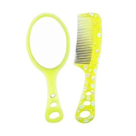 Export Quality Mini Hair Comb with Makeup Mirror for Travel Use/Comb With Portable Mirror Pack Of 2 (Yellow)