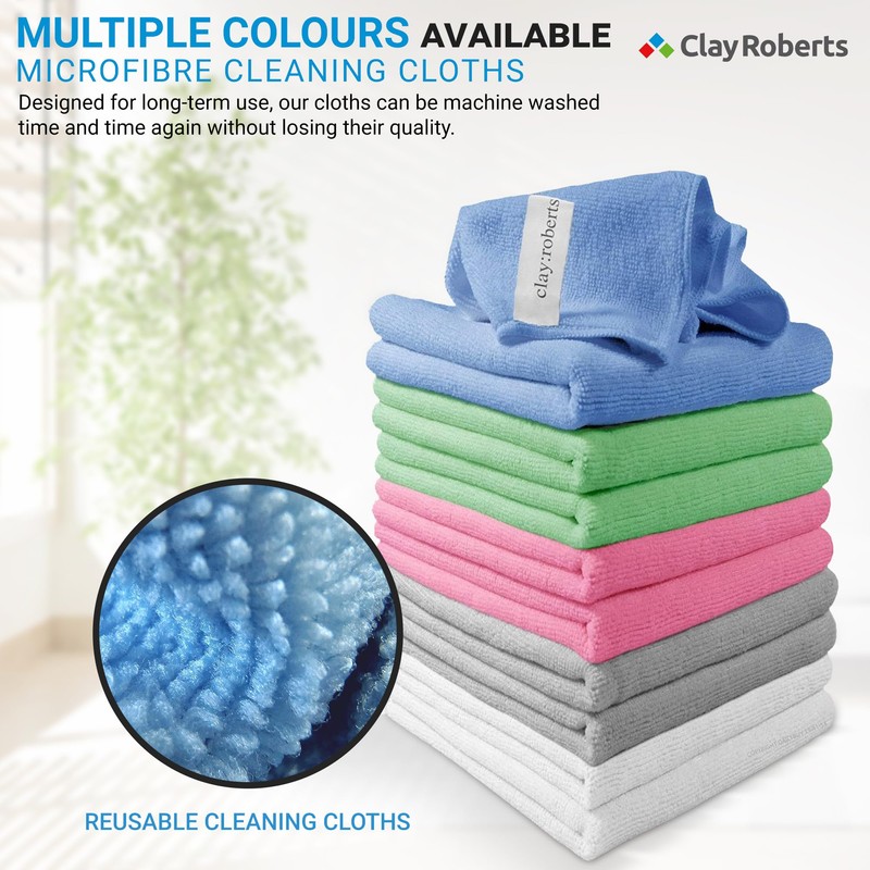 Clay Roberts Microfibre Cleaning Cloths, 40cm x 30cm - Pack