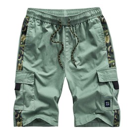 Kolongvangie Drawstring Hiking Shorts Men's Summer Outdoor Pull On Sports Lounge Cotton Multi-Pocket Short