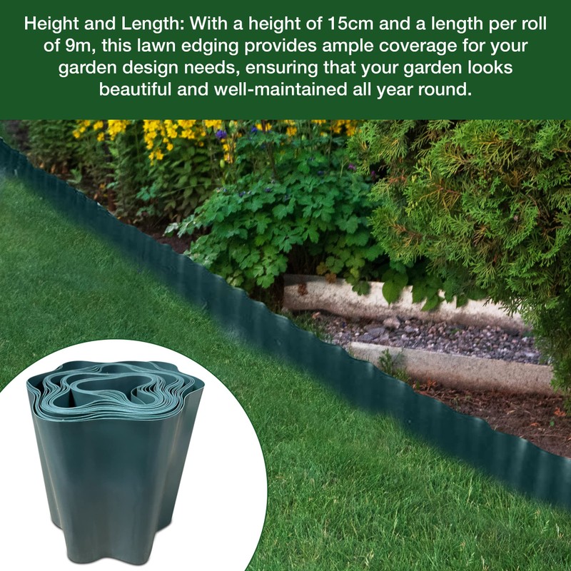 Enhance Your Garden Design with 9 Metres, Green Flexible Plastic