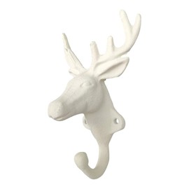 Comfy Hour Antique & Vintage Interior Decor Collection, Animal Edition Cast Iron Deer Single Key Coat Hook Rack Wall Hanger, Heavy Duty Recycled Gift Idea