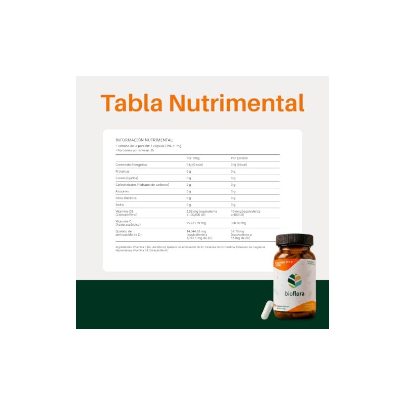Vitamina D3, C y Zinc Quelado, Apoyo al Sistema Inmune,