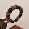 fdsmall Leopard Print Plush Headband for Women No Slip Headbands