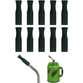 10 Silicone Tips 9mm for 14" Stainless Steel Straws Jumbo Big Gulp 64 oz 100 oz HUGE SUPER LONG Drinking Wide Insulated Whirley Travel Mug FOAM Truck Stop Cup