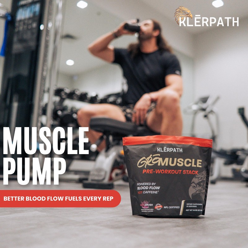 Klerpath GRO Muscle Pre-Workout Supplement - Vegan, Non-GMO, Allergen and