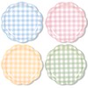 48Pcs Pastel Plaid Paper Plates, Scalloped, 9 Inch, 4 Colors