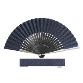 HOSEKKEN [Luxury Folding Fan Brand Combines Traditional Craftsmanship and Modern Sensibility] Men's Gentleman [Aluminum Checkered, Black/Navy] Japanese Accessories, Japanese Pattern, Durable, Stylish,