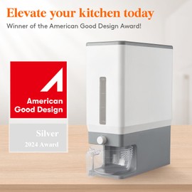 Lifewit Rice Dispenser 25 Lbs(11.3kg), Rice Storage Container Sealed Moisture Proof with Measuring Cup for Kitchen Pantry Household, BPA-Free, 1 Pack Grey