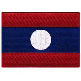 Cypress Collectibles - Laos Flag Patch - Premium Embroidered Appliqué - Asian Country Iron On Patches - Dimensions: 3.5" x 2.5"