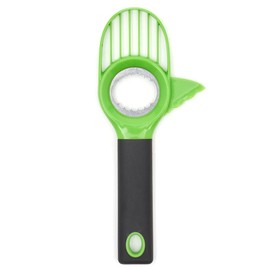3-in-1 Avocado Slicer, Green by Home Basics | All-in-One Avocado Tool for Splitting, Pitting, and Slicing | Comfortable Soft Grip Handle | Hanging Hole for Easy Storage