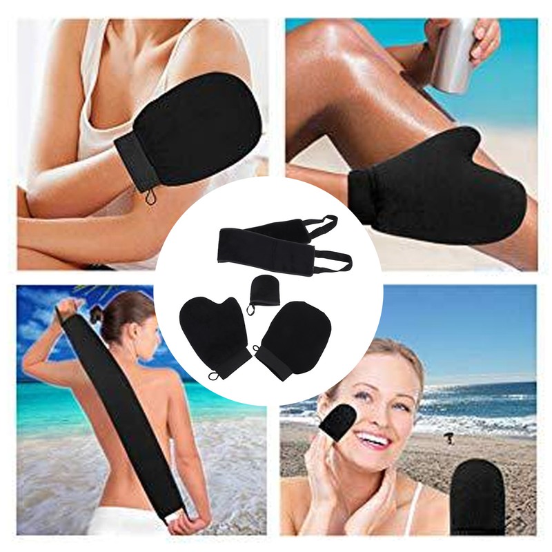 4 Pcs Self Tanner Mitt Velvet Soft Reversible Exfoliating SPA
