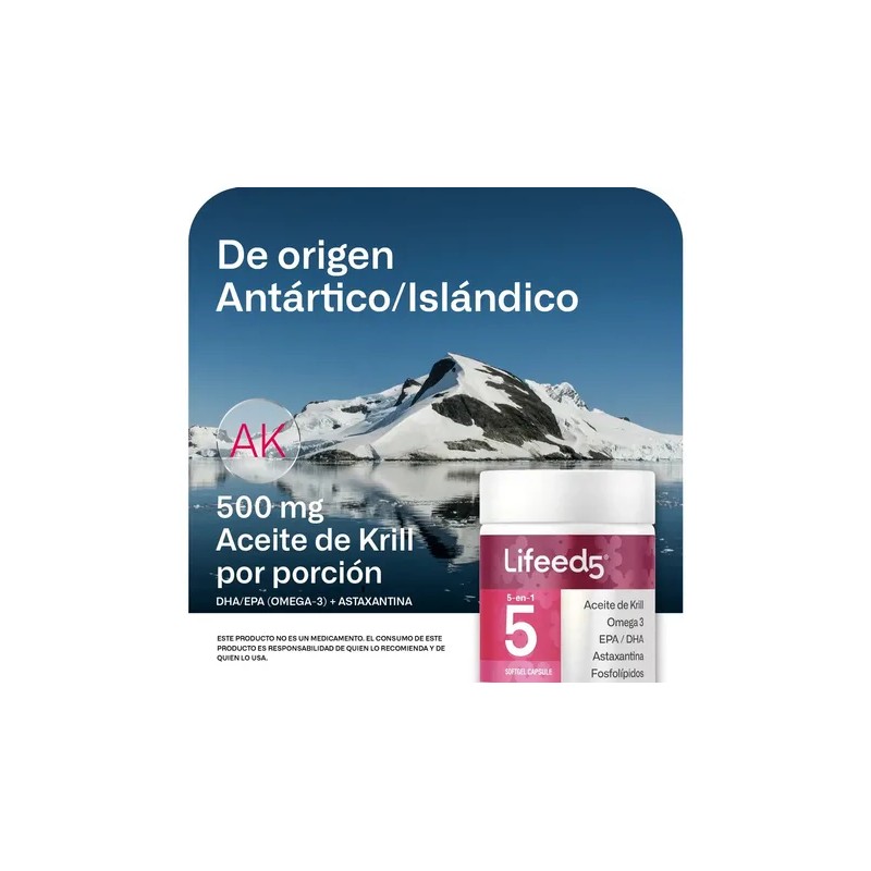 Suplemento Aceite De Krill Omega 3 Lifeed5 60 Cápsulas Sabor