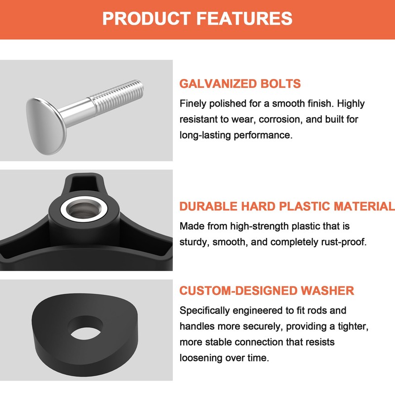 2-Pack Lawn Mower Handle Knob Nut Bolt Kit – Triangle