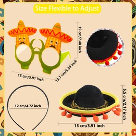 Sonarun 32 Pack Cinco De Mayo Fiesta Party Favors Include 8 Pcs Straw Fiesta Sombrero Headbands and 24 Pcs Mexican Paper Glasses for Mexican Party Decoration Photo Props
