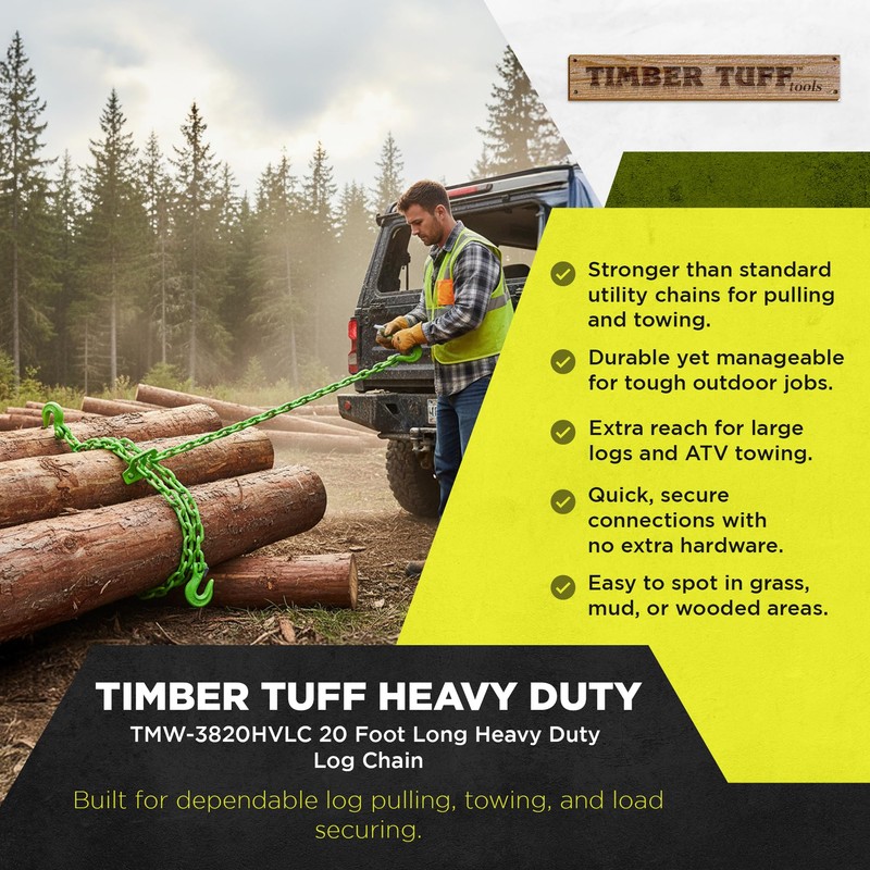 Timber Tuff TMW-3820HVLC 20 Foot Long Heavy Duty Log Chain