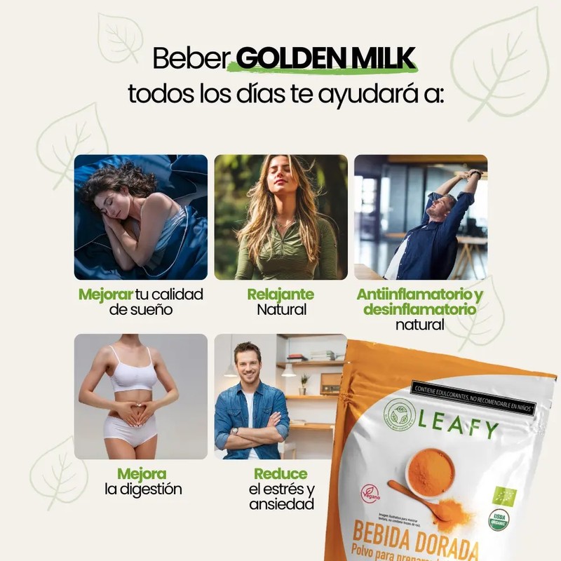 Golden Milk Leafy 150g Curcuma Organica Keto Vegano