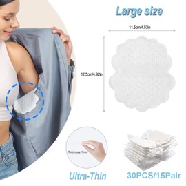 Disposable Underarm Sweat Pads - Antiperspirant Absorbent Odour Blocker Pads Armpit Dress Shields, Fights Hyperhidrosis,For Men & Women (30 Pads)