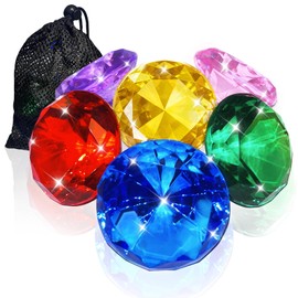 6 Pcs Extra Large Diving Gem Pool Toys for Kids 60MM Big Acrylic Diamonds