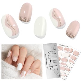 ADORA COUTURE Semi Cured Gel Nail Strips Kit - 30pcs Uv Gel Nail Stickers - Gel Nail Wraps - Gel Stickers for Nails Uv Light Required (Elegant Swirl)