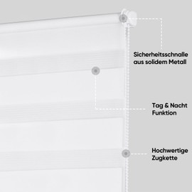 Sekey Double Roller Blind, Klemmfix - No Drilling, Duo Roller Blind for Windows and Doors - sun protection