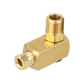 Partuto 1 Piece M10 x 1 Universal 90 Degree Angle Fitting Rotating Brass Connector - Car Connector Adapter for 4 mm - Brass Gold