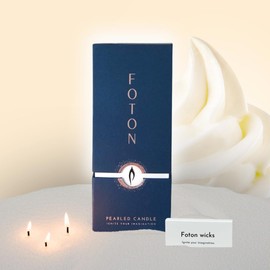 Foton Pearled Candle 18 Oz - Vanilla Vibe Scented Non Toxic Luxury Long Lasting Powder Candles up to 120 Hours - Refillable Candle Sand with 30 Wicks for Candle Making