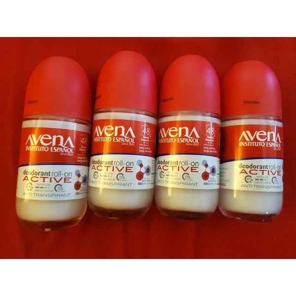 4  PACK ACTIVE AVENA OATMEAL ROLL ON DEODORANT BY INSTITUTO ESPAÑOL