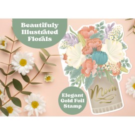 Honeyplum Happy Mothers Day Card From Daughter, Husband, Grandmother, Son, 5 x 7 Inches, Floral Bouquet