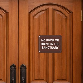 Signs ByLITA Classic Framed NO FOOD OR DRINK IN THE SANCTUARY Door or Wall Sign | Easy Installation | Elegant Design (Black) - Large