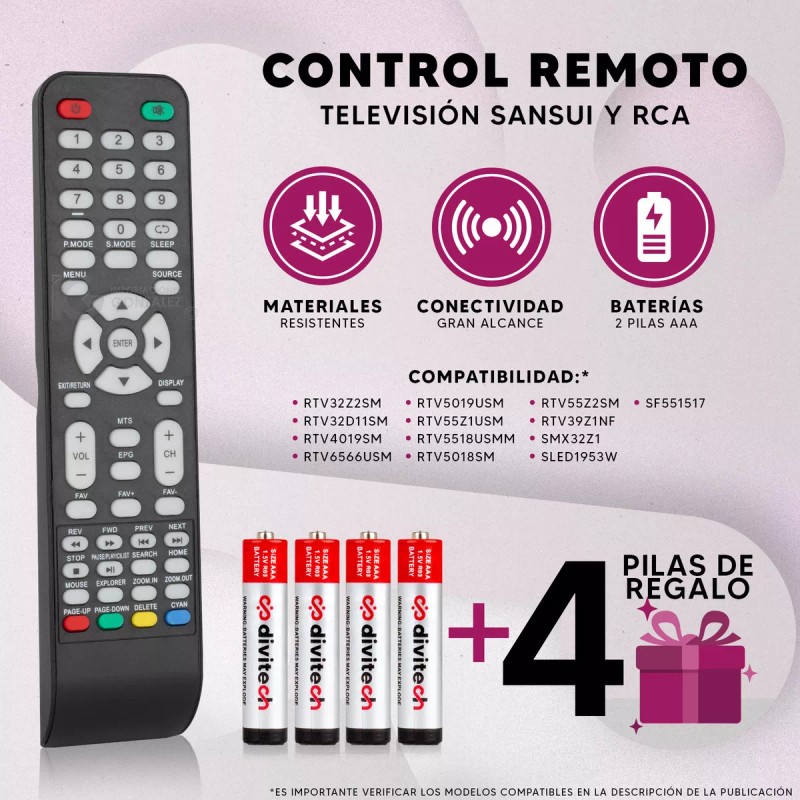 Sansui Control Remoto Compatible Con Sansui Rca Smart Tv Rtv32z2sm