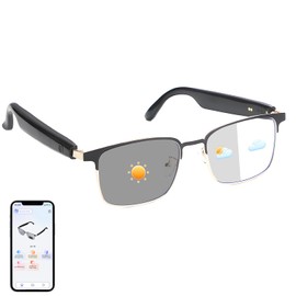 Tulbeys Smart Glasses Open Ear, AI Glasses Real-Time Translation, Color Change Lenses, Polarized Sunglasses Bluetooth, Voice Assistant, Mic Speakers for Men Women, Support for 110+ Languages (Gold)