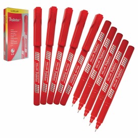 Fineliner Pens, RED, Pack of 10, Extra Fine Point (0.3mm), VAI-DTK Fine Line Pens, Fineliners for Draw Sketch Write Pens, iVAIDEX Black Ball Pen