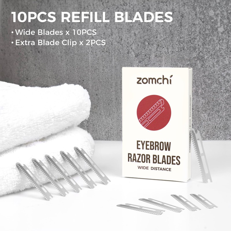 ZOMCHI Dermaplaning Razor Refills, Set of 10 Replacement Blades, Wide