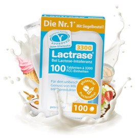 pro natura Lactrase 3300 – 100 Lactase Tabletten bei Lactose-Intoleranz, für den unbeschwerten Genuss von Milch und Milchprodukten