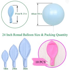 24 Inch Latex Round Balloons 10 Pack Pink Thick Giant Balloons for Photo Shoot Wedding Baby Shower Birthday Party Decorations by IN-JOOYAA