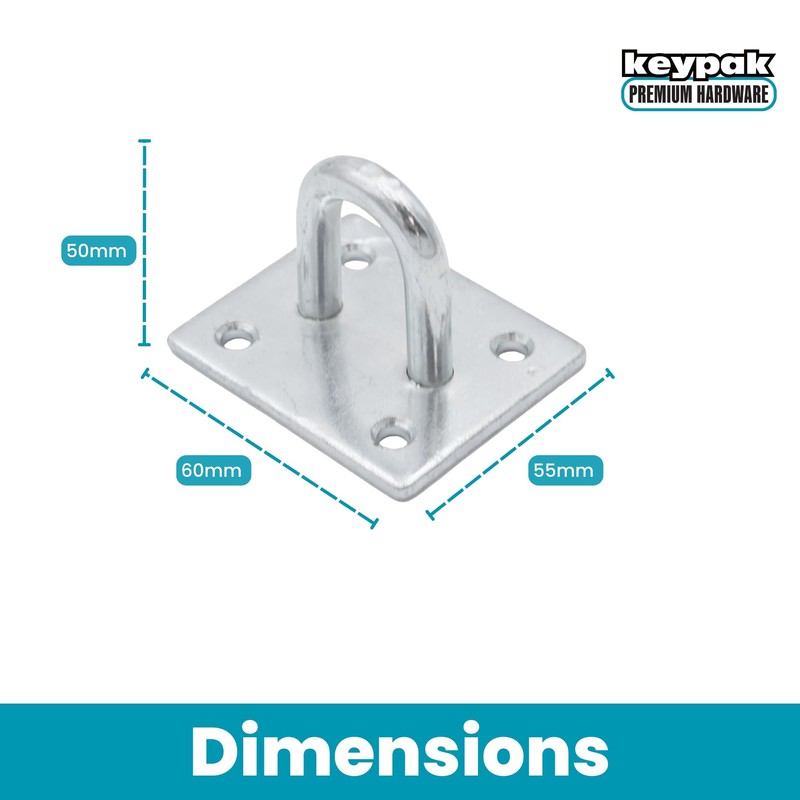 Keypak Security Staple on Plate, 50mm, Zinc Plated, Heavy-Duty Corrosion