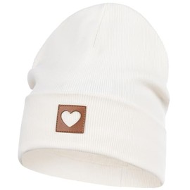 Smarilla Beanie Hat Girls Women Children Transition Hat Ribbed, cream