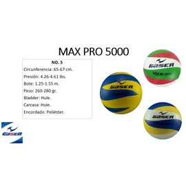 Gaser Balón Vóleibol MAX Pro 5000 No.5 (Amarillo, Azul)