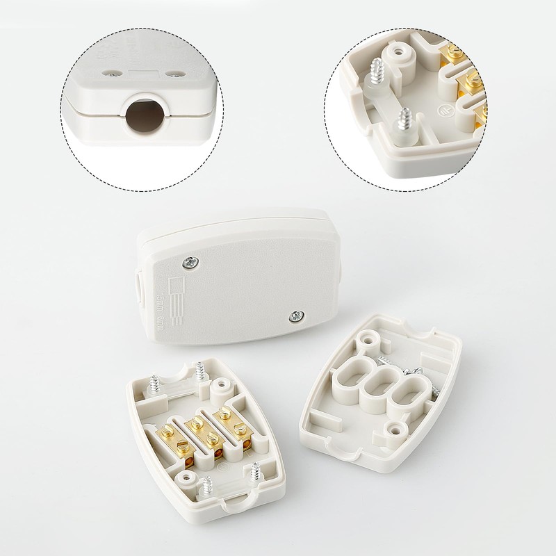 2 Pcs 3 Terminal Electrical Junction Box 13A 250V Flex