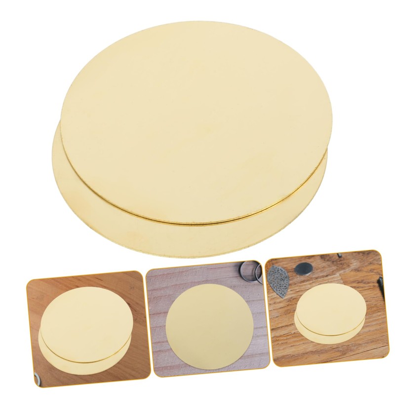 Hohopeti 2pcs Brass Plates for DIY Crafts Sturdy Round Metal