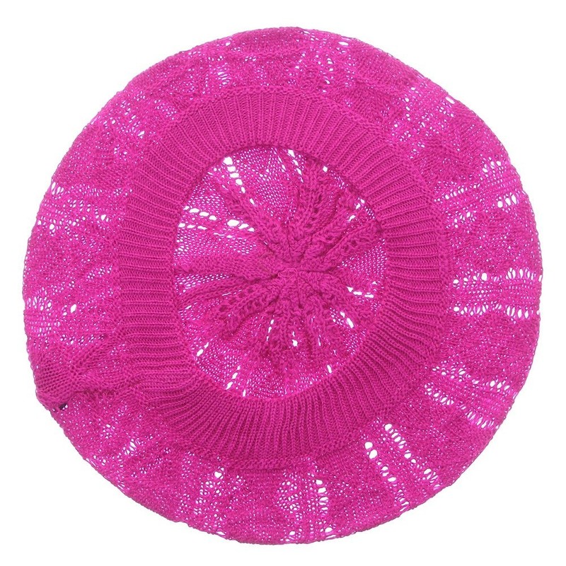 Women's Thin Light Baggy Knit Crochet Slouchy Fashionable Beret Hat