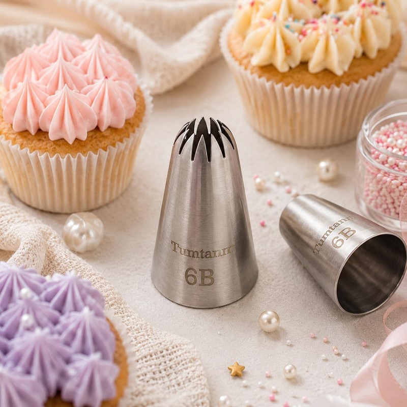 Tumtanm 6B Nozzle Large Drop Flower Piping Tip, Large Seamless