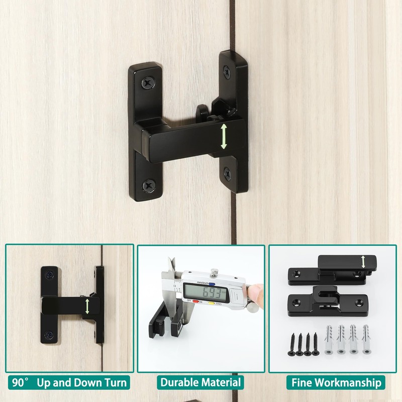 Mooche Door Latch Black Door Hook and Eye Latch, Zinc