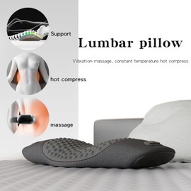 umbar Support Pillow for Bed Massage andHeating to Relieve Back Pain: Lower BackPillow for Sleeping -Memory Foam LumbarPillow -Back Wedge Pillow for Side (Heated Version-Grey)