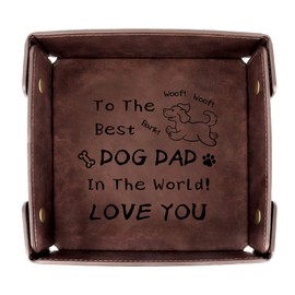 Dog Dad Gifts,Gifts for Dog Lovers,Mens Bedside Organiser,Dog Owner Gift,Presents for Dad,Dog Themed Gift,Dog Lover Presents for Men,Leather Tray