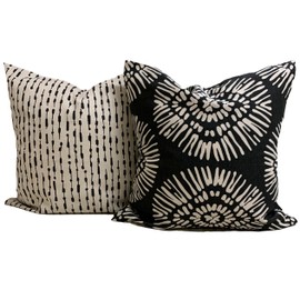 Black Tan Pillow Covers, Black Throw Pillow Cover, Black Tan Throw Pillow Covers, Black Decorative Pillow Covers, 16x16, 20x20, 18x18, ALL SIZES