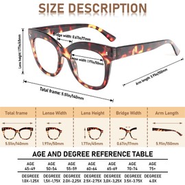 REAVEE 3 Pack Stylish Oversized Reading Glasses for Women Men, Blue Light Blocking Computer Readers Large Frame Wide Square Eyewear with Spring Hinge, Black/Leopard/Clear 2.5