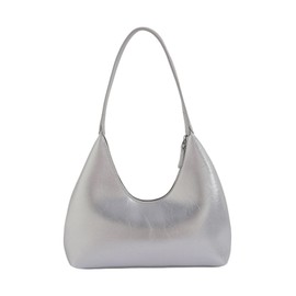 Verdusa Women's Metallic Hobo Shoulder Bags Top Handle Handbag Zipper Purses Silver One Size