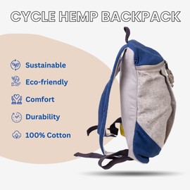 TruHemp Handcrafted Hemp Backpack, Blue – Spacious & Durable Backpack with Cotton Lining, Ideal for Everyday Use, Travel, and Work