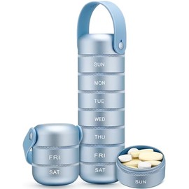 Zannaki- “Organizador de Píldora Semanal de Metal, Pastillero Grande de Viaje 7 Días, Estuche Impermeable para Píldora Diario con Silicona